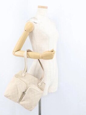 GUCCI GG Canvas Hand Bag Ivory Silver